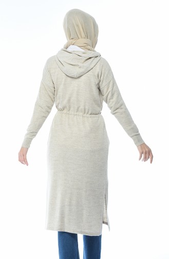 Tricot Thin Hooded Tunic Beige 8006-04