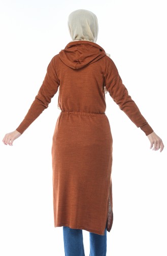 Tricot Thin Hooded Tunic Brown Tobacco 8006-07