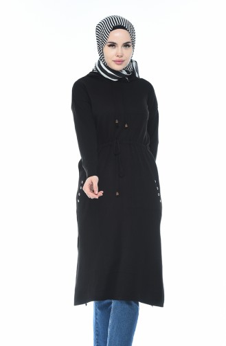 Tricot Thin Hooded Tunic Black 8006-09