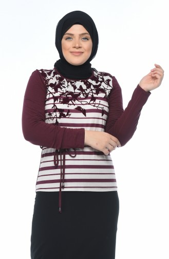 Desenli Bluz 8K6803343-02 Mürdüm