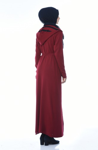 Hooded Cardigan Dress Double Suit Bordeaux 0605-03