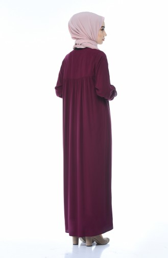 Buttoned Pleated Dress Burgundy color 8138-01