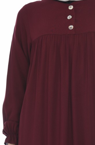 فستان مطوي بأزرار أحمر كلاريت 8138-02