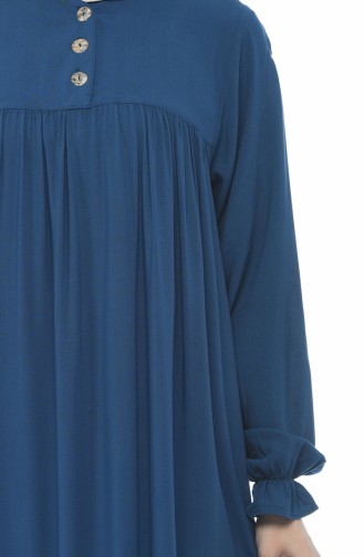 Buttoned Pleated Dress Indigo 8138-03