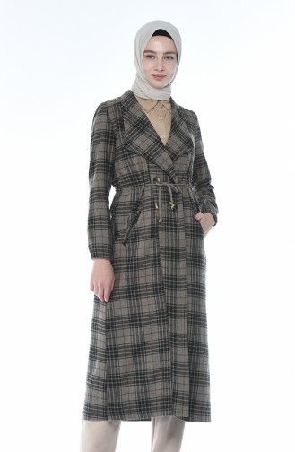 Shawl Collar Plaid Stamp Coat Mink 5500-02