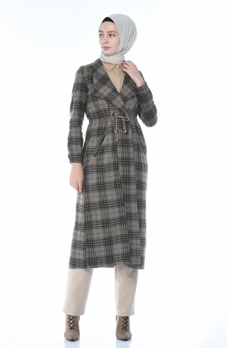 Shawl Collar Plaid Stamp Coat Mink 5500-02