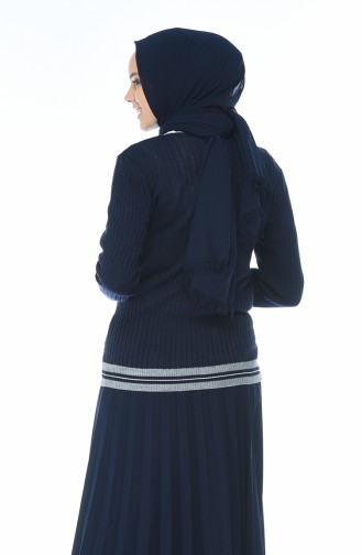 Tricot V Collar Pullover Navy blue 1143-03