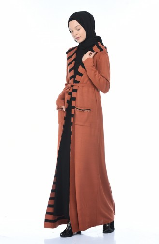 Hooded Cardigan Dress Double Suit Brick 0605-01