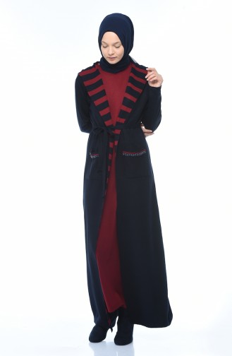 Hooded Cardigan Dress Double Suit Navy blue 0605-05