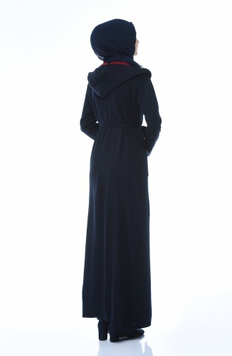 Hooded Cardigan Dress Double Suit Navy blue 0605-05