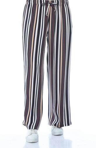 Pantalon Large a Rayures 1028-01 Bleu Marine Plum 1028-01