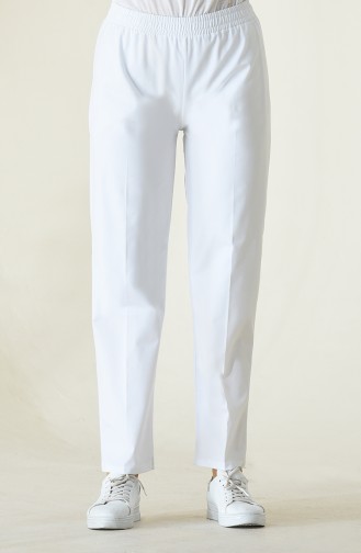 Pantalon Taille élastique 2122-02 Blanc 2122-02