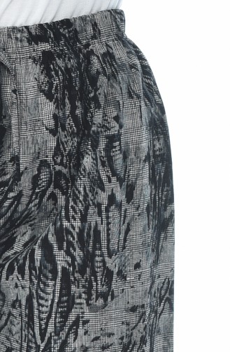 Desenli Bol Paca Pantolon 7938-01 Siyah Gri 7938-01