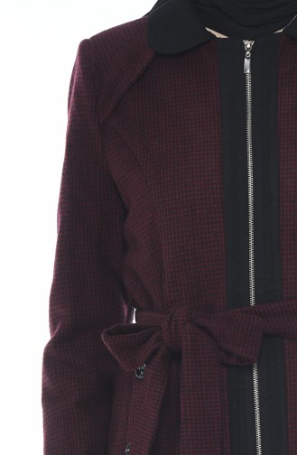 Crowbar patterned Belt Overcoat Bordeaux 0087-04