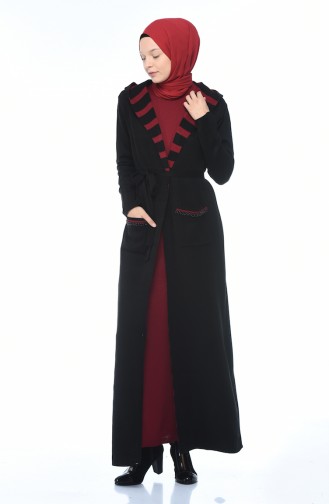 Hooded Cardigan Dress Double Suit Black 0605-04