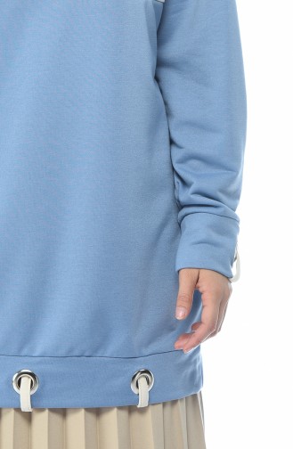 Kuş Gözü Detaylı Sweatshirt 0748-01 Mavi