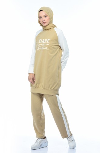 Ensemble Survêtement Imprimé 0743-02 Beige 0743-02