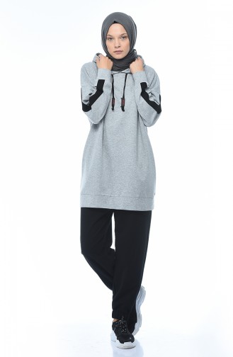 Hooded Tracksuit Set Gray 0744-01