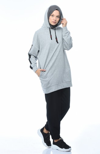 Hooded Tracksuit Set Gray 0744-01