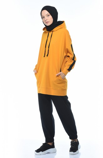 Hooded Tracksuit Set Mustard 0744-02