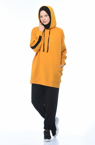 Hooded Tracksuit Set Mustard 0744-02