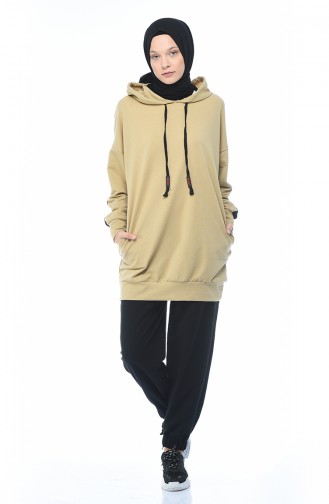 Hooded Tracksuit Set Beige 0744-03