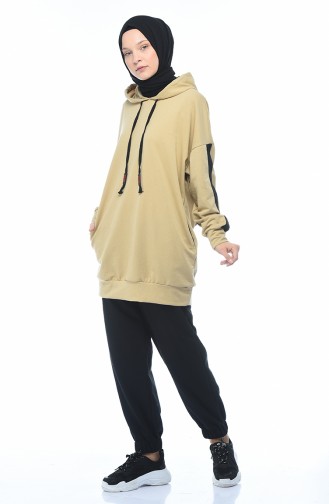 Hooded Tracksuit Set Beige 0744-03