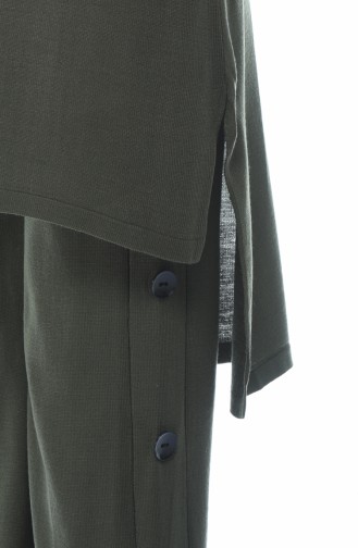 Asymmetrical Tunic Trousers Double Set Khaki 2267-05