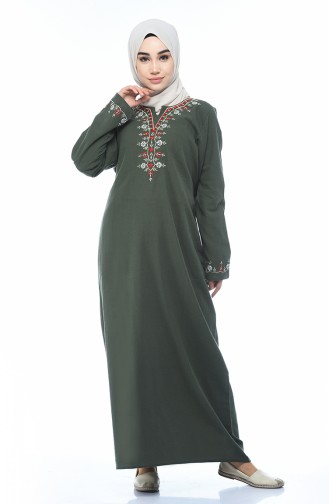 Embroidered Dress Khaki 0074-01