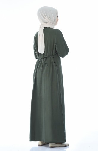 Bedrucktes Kleid aus Şile Stoff 0074-01 Khaki 0074-01