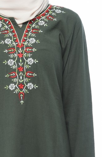 Embroidered Dress Khaki 0074-01