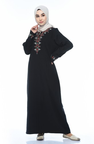 فستان مطرز أسود 0074-02