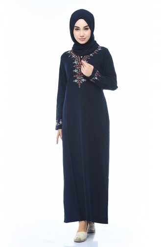 Navy Blue İslamitische Jurk 0074-03