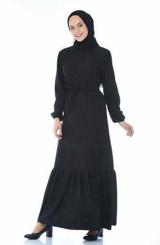 Sleeve Elastic Dress Black 0328-01