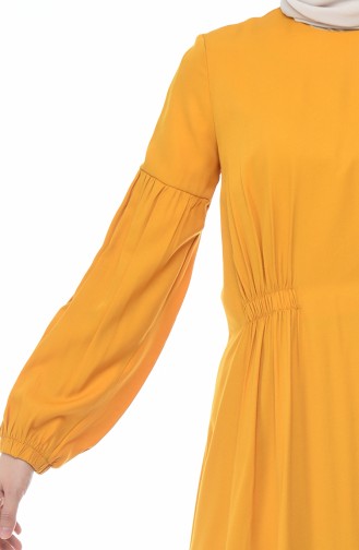 Handle Elastic Straight Dress Mustard 8003-02