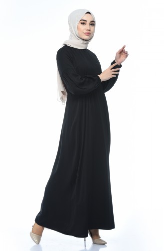 Handle Elastic Straight Dress Black 8003-04