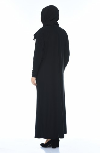 فستان مزين بالستراس مقاس كبير أسود 2225-01