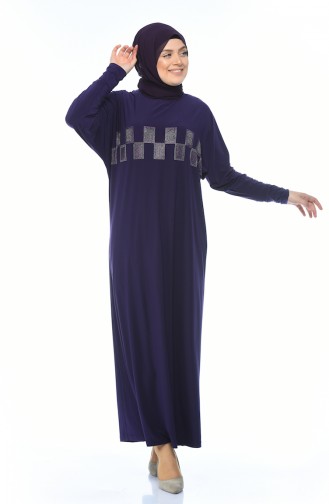 Big Size Strass Printed Dress Purple 2225-03