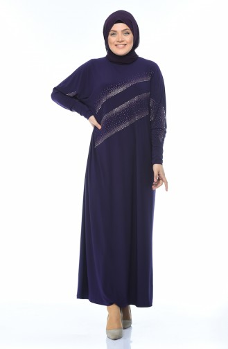 Grosse Grösse Bedrucktes Kleid 2226-01 Lila 2226-01