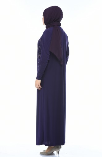 Grosse Grösse Bedrucktes Kleid 2226-01 Lila 2226-01