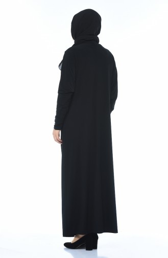 فستان مزين بالستراس مقاس كبير أسود 2226-03