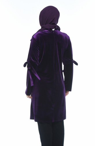 Big Size Velvet Tunic Purple 8044-04