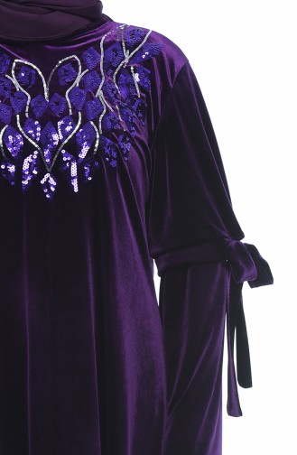 Big Size Velvet Tunic Purple 8044-04