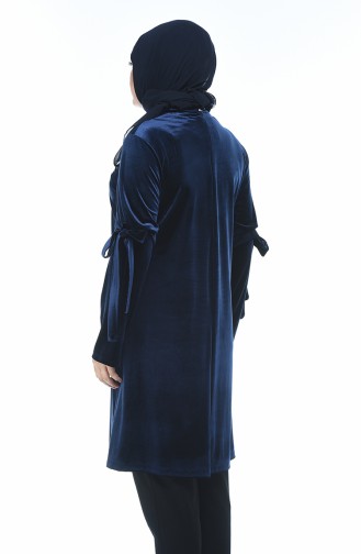 Big Size Velvet Tunic Navy blue 8044-05