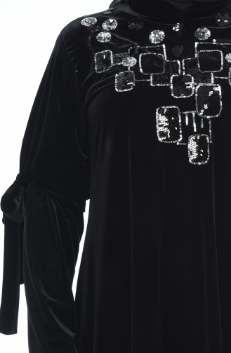 Big Size Velvet Tunic Black 8045-01