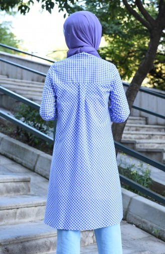 Buttoned plaid Tunic Purple 8017-04