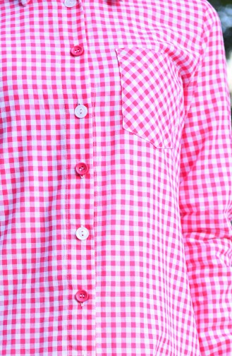 Buttoned plaid Tunic Fuchsia 8017-05