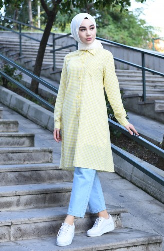 Buttoned plaid Tunic Yellow 8017-06