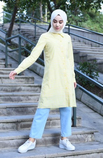 Buttoned plaid Tunic Yellow 8017-06