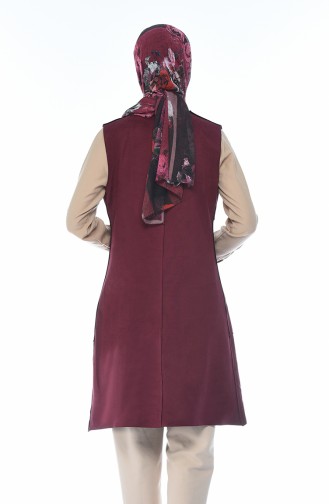 Broşlu Süet Yelek 2140-02 Mürdüm 2140-02